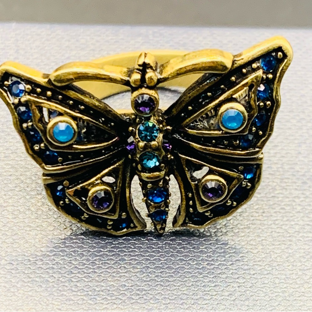 Heidi Daus Butterfly Ring with Blue and Gold Tones